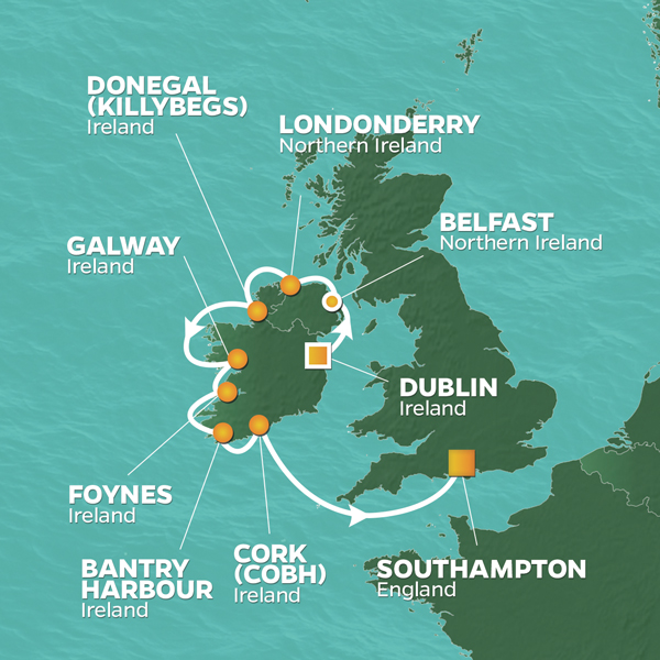 PerryGolf 2024 Irish Links Golf Cruise Map
